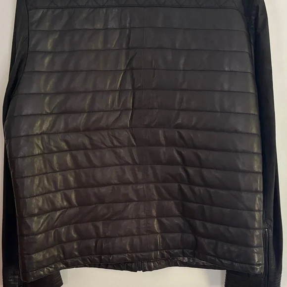 Men's Black Leather Bomber Jacket XL - Picture 9 of 16